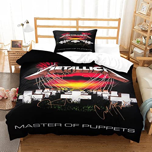 Metallica Bettbezug Set 3D Heavy-Metal-Band Muster Print Bettwäsche Rock 'n' Roll Steppbett Bettbezug Set Für Kinder,Mikrofaser einzeln（135x200cm） von wrtgerht