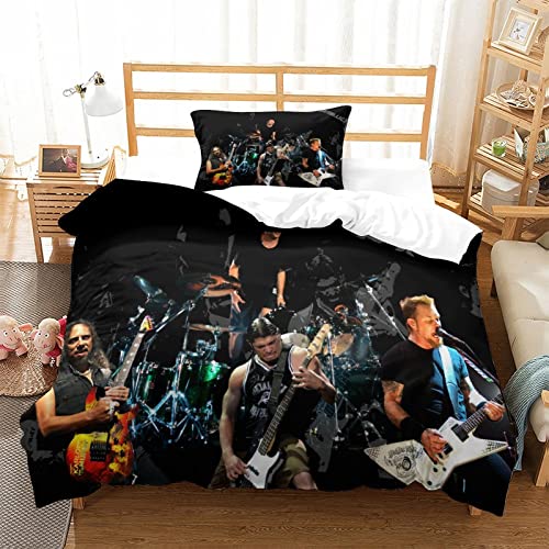 Metallica Bettbezug Set 3D Heavy-Metal-Band Muster Print Bettwäsche Rock 'n' Roll Steppbett Bettbezug Set Für Kinder,Mikrofaser einzeln（135x200cm） von wrtgerht