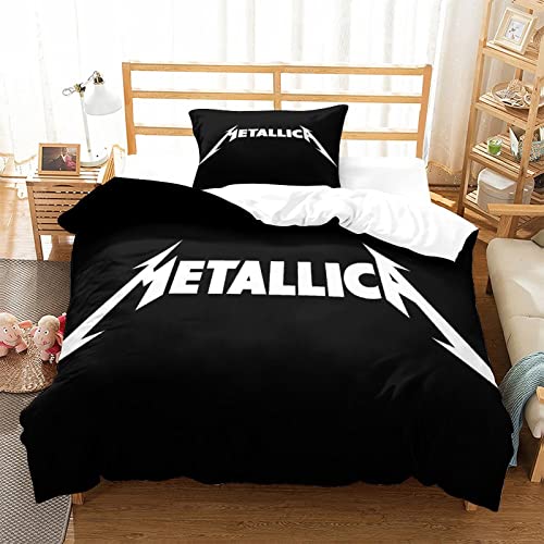 Metallica Bettwäscheset Rock 'n' Roll Steppdeckenbezug 3D Heavy-Metal-Band Motiv Bettbezug Mikrofaser Atmungsaktiver Bezug einzeln（135x200cm） von wrtgerht