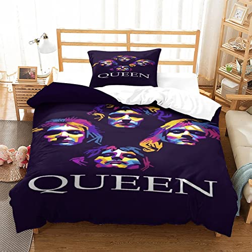 Queen Band Bettbezug,3D Rock 'n' Roll Bettwaren Musik Steppdeckenbezüge,Mikrofaser Bettbezug Mit Kissenbezügen einzeln（135x200cm） von wrtgerht