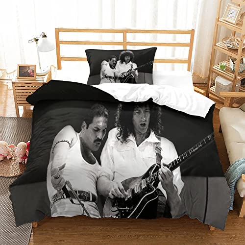 Queen Band Bettbezug Rock 'n' Roll Bettwäsche Set Für Jugendliche Erwachsene Musik Bettdecke Bezug 3DMusik Muster Bezug einzeln（135x200cm） von wrtgerht