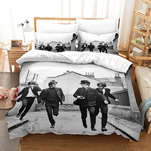 The Beatles Bettwäsche Set - 3D Rockband Bedrucktes Mikrofaser Bettbezug Und Kissenbezug Mit Reißverschluss Schließung Bettwäsche-Set Für Teenager Jugendliche Mädchen Männer einfach（135x200cm） von wrtgerht