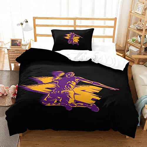 wrtgerht Kobe Bryant 3 Teiliges Bettwäsche Sets NBA Drucken Bettdecke Set Basketball Bettbezug Sets Mikrofaser Baumwolle Bequem Weich Bettbezug Kissenbezug einfach（135x200cm） von wrtgerht