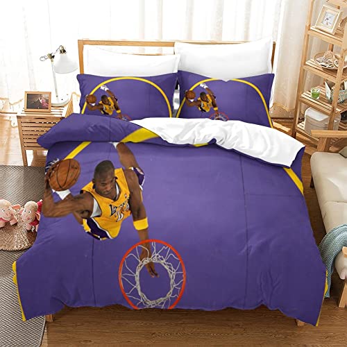 wrtgerht Kobe Bryant Bettbezug Set 3D NBA Muster Print Bettwäsche Manba Steppbett Bettbezug Set Für Kinder,Mikrofaser doppelt（200x200cm） von wrtgerht