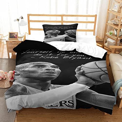 wrtgerht Kobe Bryant Bettwäsche-Set,Basketball Bettbezug Mit Kissenbezügen,3D NBA Druck Mikrofaser,Geeignet Für Jungen Mädchen einfach（135x200cm） von wrtgerht