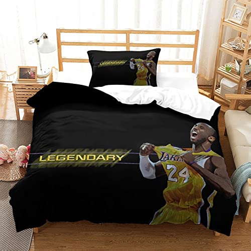 wrtgerht Kobe Bryant Drucken Bettbezug Bettwäsche Set 3teilig,3D Basketball Druck Bettwäsche-Set Mädchen Junge Deluxe Mikrofaser Bettbezug Mit Reißverschluss Und Kissenbezüge einfach（135x200cm） von wrtgerht