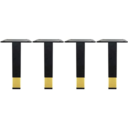 Möbelbeine, modern und einfach, Schmiedeeisen, TV-Schrankstützbeine, quadratischer Schrank, Couchtisch, Sofa, Ersatzbeine ausgestattet mit Schraubenzubehör (Farbe: Schwarz + Gold, Größe: 15 cm 4) von wsdhswhdhsdsds