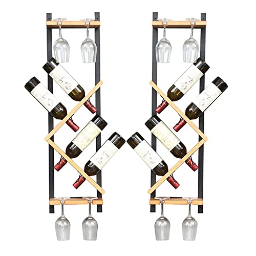 Weinflaschenhalter Weinglasregal Regal Wandmontage 2er Set Weinregal Wandmontage mit Glashalter Weinflaschenregal Schwimmende Barregale Weinglas Holzregale Wandregal Einheit von wsdhswhdhsdsds
