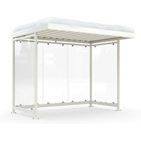 wsm® Raucherunterstand KÖLN ALPINE, fertig montiert, Schneelast max. 4,15 kN/m², 5 Elemente, ohne Überpflasterung, grauweiß von wsm®