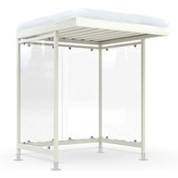 wsm® Raucherunterstand KÖLN ALPINE, fertig montiert, Schneelast max. 5,6 kN/m², 4 Elemente, mit Überpflasterung, grauweiß von wsm®