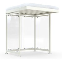 wsm® Raucherunterstand KÖLN ALPINE, fertig montiert, Schneelast max. 5,6 kN/m², 4 Elemente, ohne Überpflasterung, grauweiß von wsm®