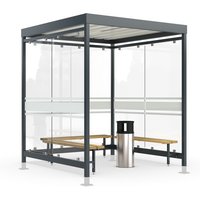 wsm® Raucherunterstand Köln, U-Form, inkl. Bank, Standascher und Beleuchtung, mit Überpflasterung von wsm®