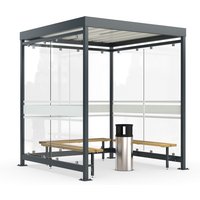 wsm® Raucherunterstand Köln, U-Form, inkl. Bank, Standascher und Beleuchtung von wsm®