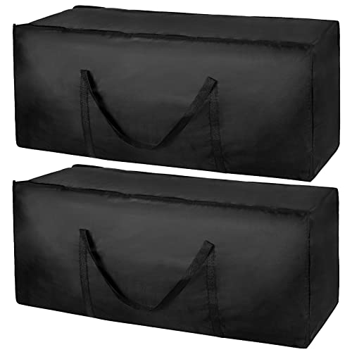 2 Pack Outdoor Garden Furniture Cushions Waterproof Storage Bag, 600D Oxford Fabric Extra Large Patio Storage Box for Cushions, Bench, Pillows, Tents, Christmas Tree, 125x40x55cm (black) von wsryx