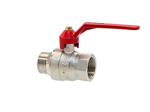 Messing Kugelhahn Volld. AG-IG 1/2" Hebelgriff rot von wt-discount