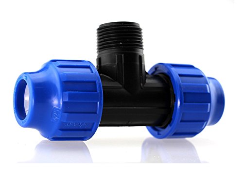 PE T-Stück Klemmverbinder Ø25 x 1/2 Zoll PE-AG-PE Fitting PN 16 DVGW von wt-discount