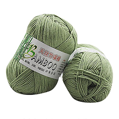 wuayi 1 x 50 g grobes buntes natürliches warmes weiches Bambus-Baumwoll-Häkelgarn, Wolle zum Stricken von Schals, Mützen, Pullovern (A). von wuayi