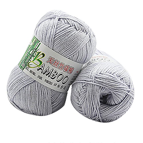 wuayi 1 x 50 g grobes buntes natürliches warmes weiches Bambus-Baumwoll-Häkelgarn, Wolle zum Stricken von Schals, Mützen, Pullovern (F) von wuayi