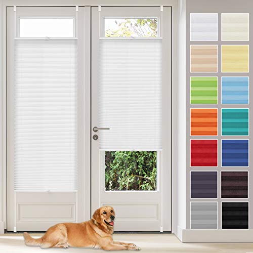 Plissee ohne Bohren Plissees Klemmfix,weiß 35x100cm Easyfix Plisseeroll Rollo für Fenster Einfache Montage Sichtschutz und Sonnenschutz von wudomi