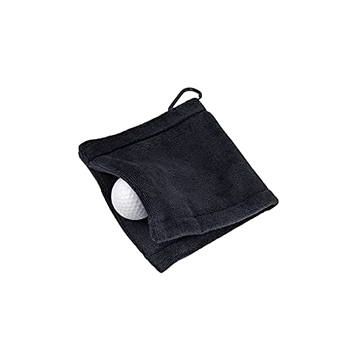 wueiooskj Golfball Reinigungstuch mit Haken, Wasseraufnahme, gefaltet, sauberer Golfschlägerkopf, Headcover, Outdoor Tuch, Zubehör, Geschenke, Schwarz von wueiooskj