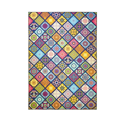 wunderlin Bedo Collection Läufer Flur Teppich waschbar Modernes Design Wertvoll Verwendung Für Teppichlaeufer und Küchenläufer Nützlich Küchenteppich Boho Muster (B11001, 120x180) von wunderlin