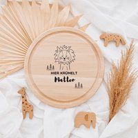 Frühstücksbrett Kinder, Brettchen Rund, Personalisiert, Holzbrett Babygeschenk, Kindergeburtstag Geschenk von wunderwunsch