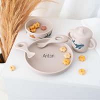 Geschirr Set Bruchsicher, Personalisiert, Junge, Kinder Baby Meerestiere von wunderwunsch