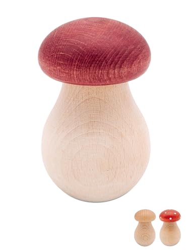 wunderwunsch® - Personalisierter Nussknacker Pilz mit Gravur aus Holz Pilze Deko - Nussknacker Walnüsse - Nussknacker Deko oder Adventskalender Füllung (ohne Name,Braun Weiß) von wunderwunsch