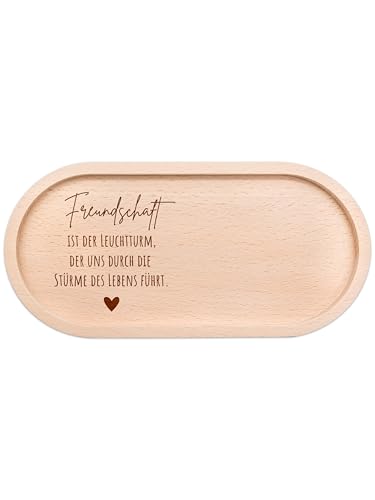 wunderwunsch Dekotablett Holz als Geschenk für Freundin, Freundschaft, Beste Freundin Präsent, Freundin Danke, Tablett Geburtstag Ostern indivualisiert personalisiert (Freundschaft) von wunderwunsch