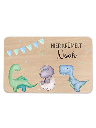 wunderwunsch - Individuelles Holzbrett mit Hochwertigem UV-Druck für Kinder - Personalisiertes Frühstücksbrettchen - Niedliche Motiv-Brettchen mit Namen und Tieren von wunderwunsch