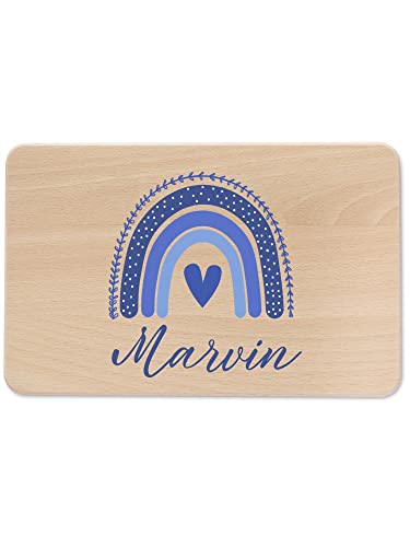 wunderwunsch - Individuelles Holzbrett mit Hochwertigem UV-Druck für Kinder - Personalisiertes Frühstücksbrettchen - Niedliche Motiv-Brettchen mit Namen von wunderwunsch
