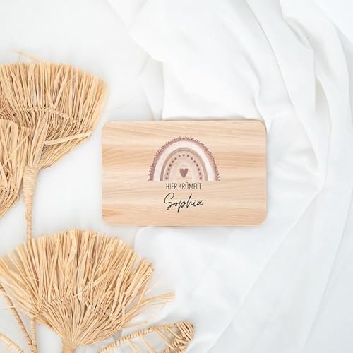 wunderwunsch - Personalisiertes Holzbrett mit Hochwertigem Spezial-Druck für Kinder - Personalisiertes Frühstücksbrettchen - Niedliche Motiv-Brettchen mit Namen (rosa) von wunderwunsch