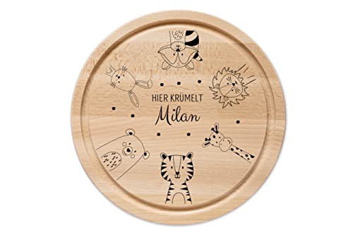 wunderwunsch - Personalisiertes Holzbrett mit Gravur - Rundes Holzbrett mit Name - Niedliches Personalisiertes Schneidebrett für Kinder - Personalisiertes Geschenk für Kinder von wunderwunsch