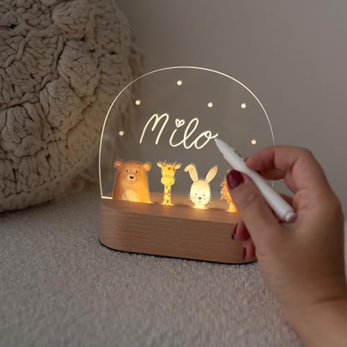 wunderwunsch - Personalisiertes Nachtlicht für Babys - BESCHREIBBARE Nachttischlampe für Kinder - Personalisierte Geschenke Kinder - Babygeschenk - Geschenk zur Geburt von wunderwunsch