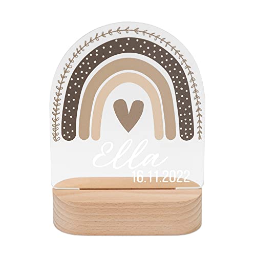 wunderwunsch - Personalisiertes Nachtlicht für Babys - Individuelle Nachttischlampe für Kinder - Personalisierte Geschenke Kinder - Babygeschenk - Geschenk zur Geburt, Bambus + Acrylglas von wunderwunsch