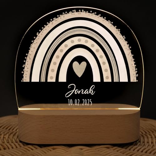 wunderwunsch® - Personalisiertes Nachtlicht für Babys - Individuelle Nachttischlampe für Kinder - Personalisierte Geschenke Kinder - Babygeschenk - Geschenk zur Geburt (beige) von wunderwunsch