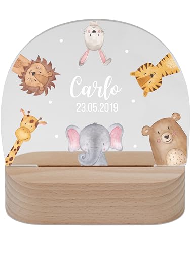 wunderwunsch - Personalisiertes Nachtlicht für Babys - Individuelle Nachttischlampe für Kinder - Personalisierte Geschenke Kinder - Babygeschenk - Geschenk zur Geburt, aus Bambus und Acrylglas von wunderwunsch