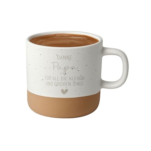 wunderwunsch Steingut Henkel Tasse Becher Kaffebecher Geschenk Papa, Opa, Oma, Mama, Schwester Danke Lieblingsmensch individualisiert mit Name personalisiert (Danke Papa, weiß) von wunderwunsch