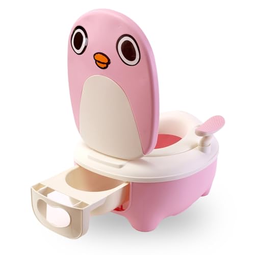 wuuhoo® Kinder Töpfchen Pingu - Kinderklo mit herausnehmbarer Schublade, Babytöpfchen, Toilettentrainer für Babys und Kleinkinder ab 2 Jahren rosa von wuuhoo