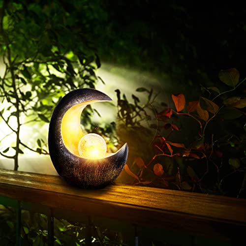 wuuhoo® LED Solarlampe Lamia, wetterfeste Halbmond Leuchtkugel mit Dämmerungssensor, Solar Kugellampe für Drinnen und Draußen, Gartenlampe, bunte Gartenbeleuchtung 1 Stk von wuuhoo