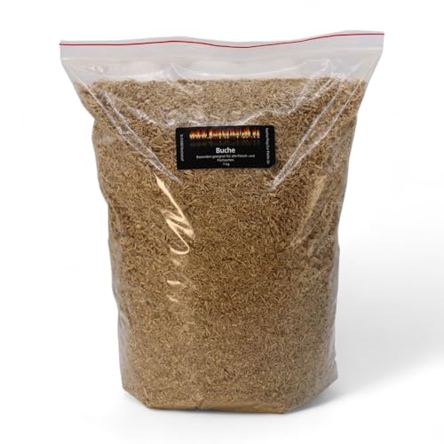 Räuchermehl Buche 1000g Buchenmehl Beech Körnung 0,5–1,5 mm Buchenspäne BBQ - Naturholz aus PEFC-Forstwirtschaft-HACCP-Zertifiziert - Rauchaktiv – Glimmstark – Hygienisch verpackt von www.Smokerholz24.de BBQ Plag