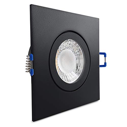 Conceptrun LED Einbaustrahler Feuchtraum mit Schutzglas und Dichtungsring für Dusche/Bad/Vordach eckig quad quadratisch Aluminium schwarz Deckenspot GU10 230V IP44 Modell: QF14 (Dimmbar warmweiß) von www.conceptrun.de