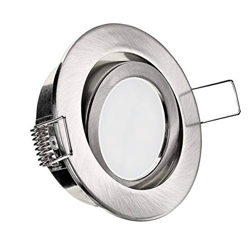 Conceptrun LED Einbaustrahler flach inkl. LED Modul für eine geringe Einbautiefe warmweiß 230V Einbauleuchte rund schwenkbar Edelstahl-Optik geringe Einbautiefe 29mm (Modell: RD20FL) von CONCEPTRUN