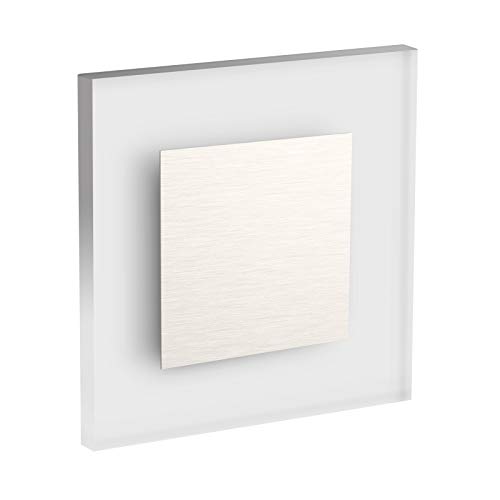 Conceptrun Premium LED Wandeinbauleuchte für Treppen, Möbel, Flur etc. Modell: WB1 warmweiß 230V AC Treppenlicht mit quadratischem Korpus aus Satinglas und Edelstahlfront von CONCEPTRUN
