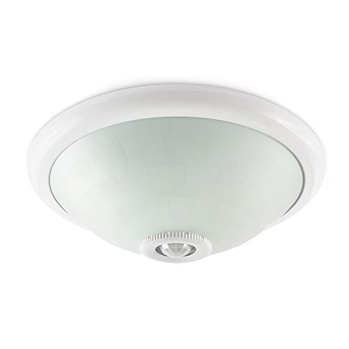 LED Deckenleuchte für austauschbare Leuchtmittel mit Bewegungsmelder Brenndauer und Einschaltverhalten (Dämmerung) einstellbar 2x E27-Fassung 230V + Montagezubehör und 2x LED warmweiß (Modell: DL3) von CONCEPTRUN