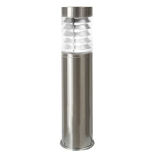 LED Standleuchte Edelstahl für Außen Pollerleuchte mit Befestigungssockel und Montagezubehör Leuchtmittel austauschbar E27 230V 45cm hoch wetterfest Schutzart IP44 + LED neutralweiß (Form: S17) von CONCEPTRUN