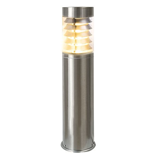 LED Standleuchte Edelstahl für Außen Pollerleuchte mit Befestigungssockel und Montagezubehör Leuchtmittel austauschbar E27 230V 45cm hoch wetterfest Schutzart IP44 + LED warmweiß (Form: S17) von CONCEPTRUN
