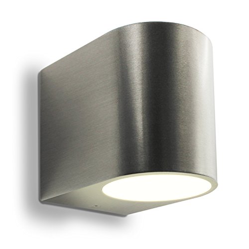 LED Wandleuchte für Innen- und Außen Edelstahl 1-flammig beidseitig montierbar (Up Down) mit Montagezubehör und LED Leuchtmittel dimmbar warmweiß wetterfest mit der Schutzart IP44 GU10-230V (Form: G) von CONCEPTRUN