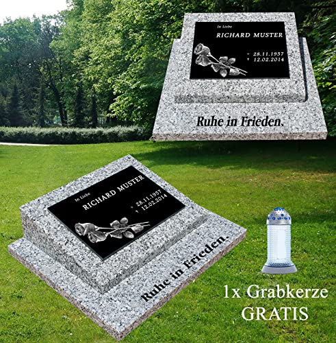 Urnengrabstein Nr. 3, Grabstein Grabmal, Grabplatte inkl. Inschrift, Motiv mit Sockel und eine Kerze Urnengrabstein Nr. 3, Grabstein Grabmal, Grabplatte inkl. Inschrift, Motiv mit Sockel und eine Kerze von www.grabplatten-memoria.de