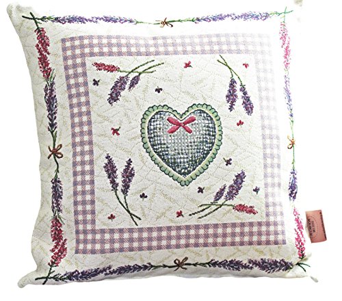 edle Lavendel Kissenhülle 45x45cm Kissenbezug Kissen Bezug Gobelin Stoff Landhaus Muster Kräutergarten Shabby von www.mylovelyhomeshop.de